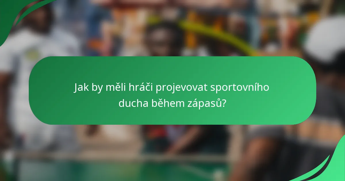 Jak by měli hráči projevovat sportovního ducha během zápasů?