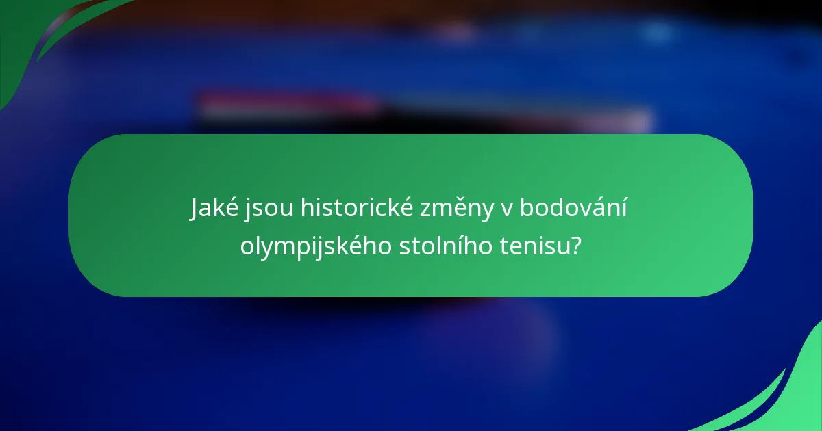 Jaké jsou historické změny v bodování olympijského stolního tenisu?