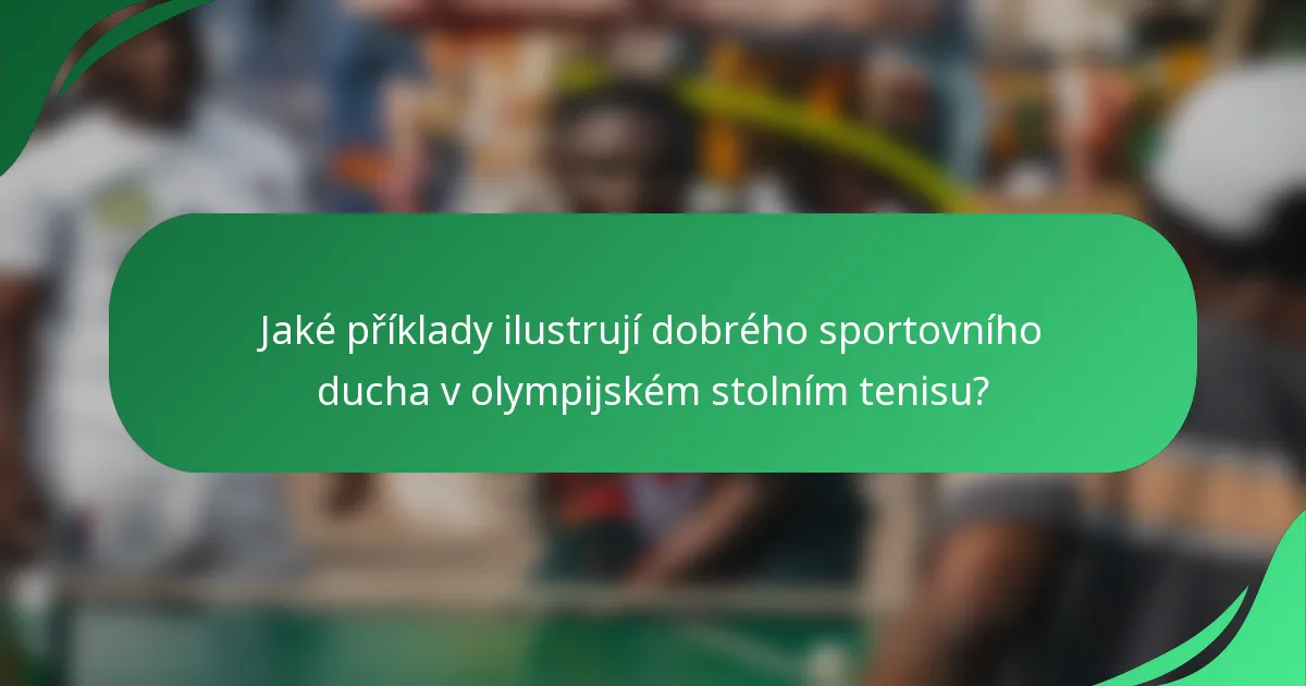 Jaké příklady ilustrují dobrého sportovního ducha v olympijském stolním tenisu?